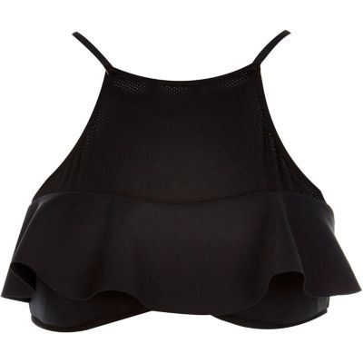 Black frilly mesh bikini top